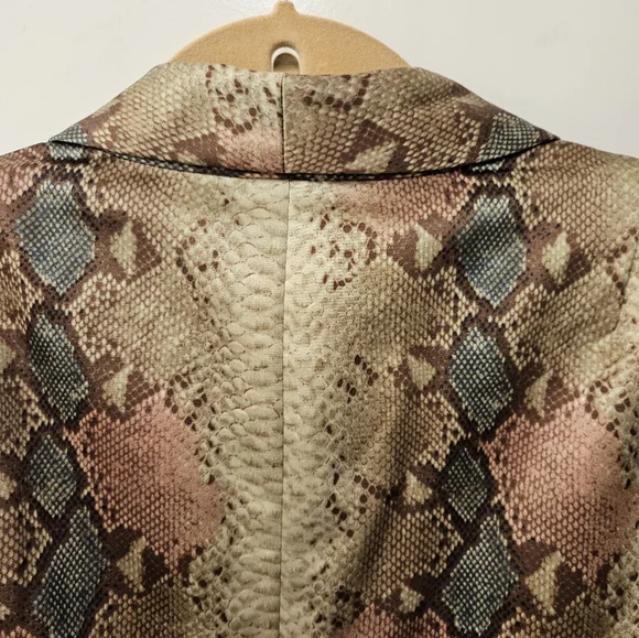 NWT - Anne Klein Collection - Cotton Silk Blend Faux Snakeskin Tuxedo Blazer